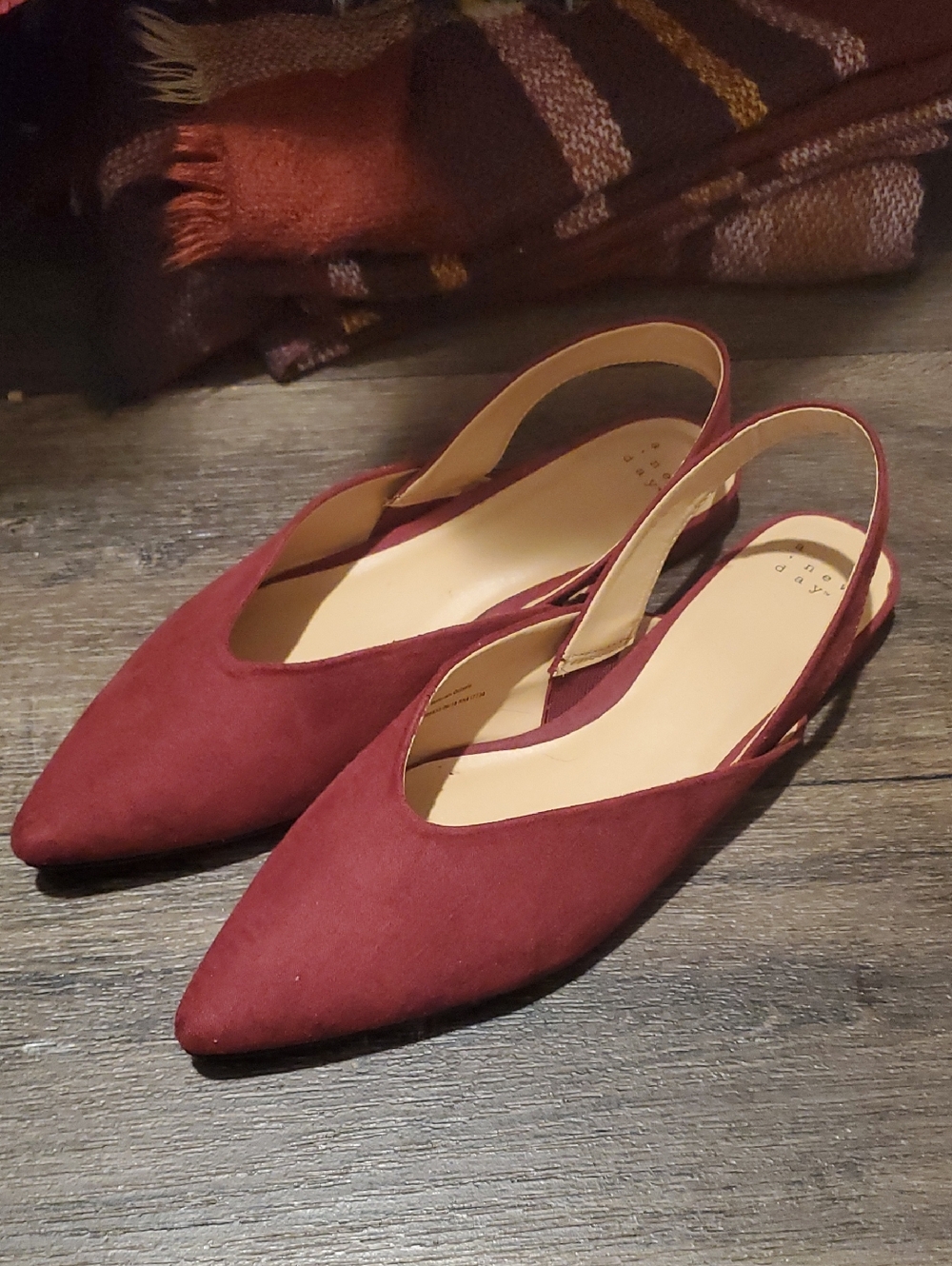 a new day Burgundy Pointed Toe Slingback Flats